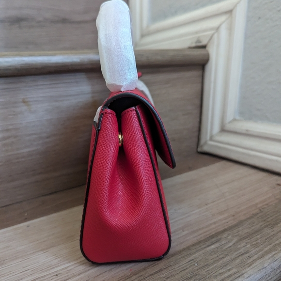 Michael Kors Ava Extra-Small Saffiano Leather Crossbody Crimson w/MK Gift Box - Picture 3 of 5